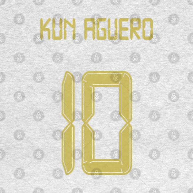 Kun Aguero Man City 10 gold shirt by Alimator